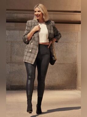 NWOT Knix Women’s Black Papaya Sculpt Leather Shine Leggings, Size XXXL